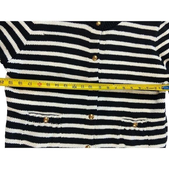 Zara Womens Cardigan Sweater Size L Black White Striped Gold Button 3991/124 NWT - Picture 8 of 9